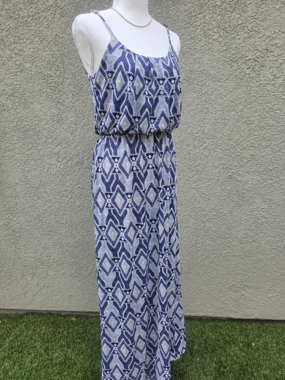 NAIF Navy and White Printed Maxi Dress